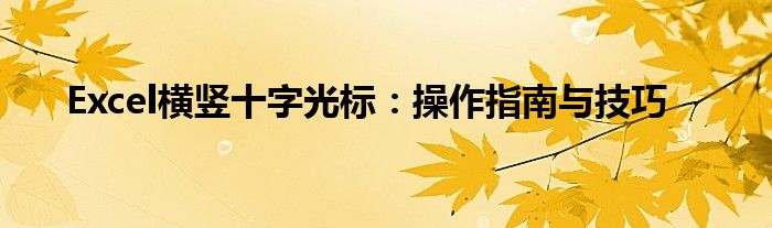 Excel横竖十字光标：操作指南与技巧