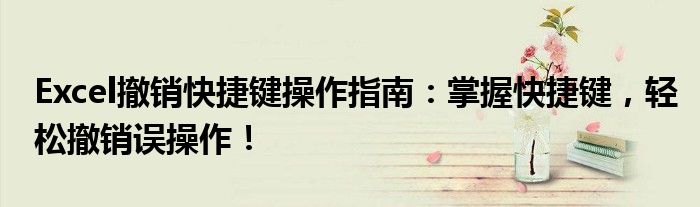 Excel撤销快捷键操作指南：掌握快捷键，轻松撤销误操作！