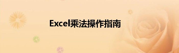 Excel乘法操作指南