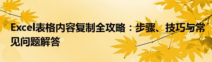 Excel表格内容复制全攻略：步骤、技巧与常见问题解答
