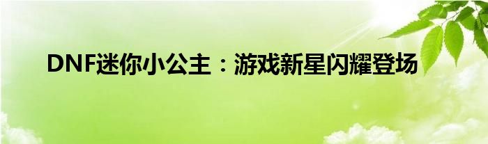 DNF迷你小公主：游戏新星闪耀登场