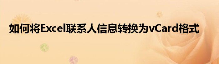 如何将Excel联系人信息转换为vCard格式