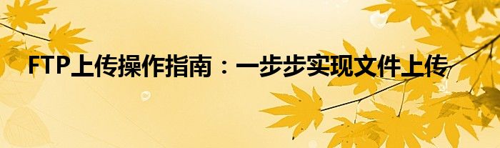 FTP上传操作指南：一步步实现文件上传