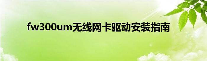 fw300um无线网卡驱动安装指南