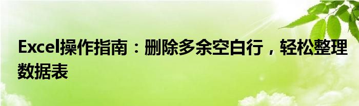 Excel操作指南：删除多余空白行，轻松整理数据表