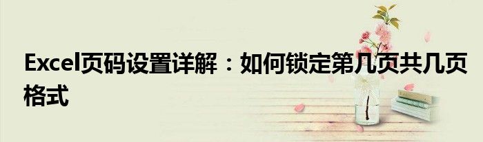 Excel页码设置详解：如何锁定第几页共几页格式