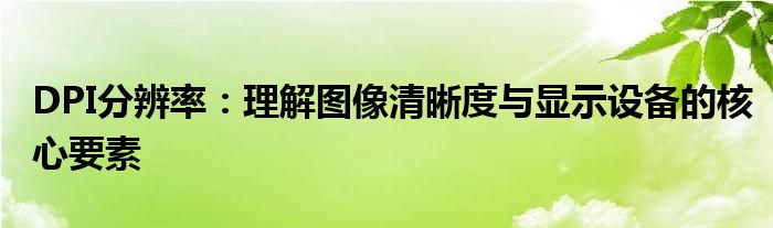 DPI分辨率：理解图像清晰度与显示设备的核心要素