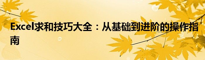 Excel求和技巧大全：从基础到进阶的操作指南