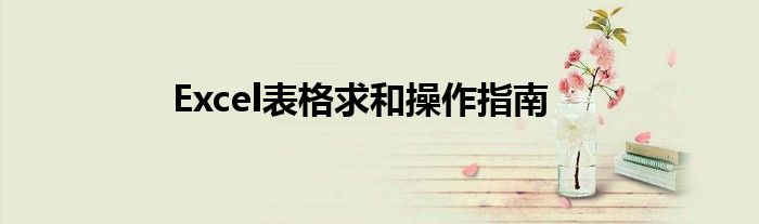 Excel表格求和操作指南