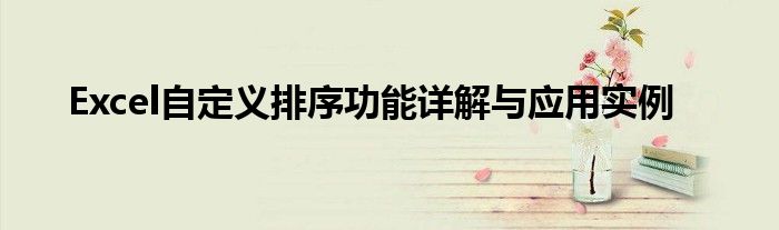 Excel自定义排序功能详解与应用实例