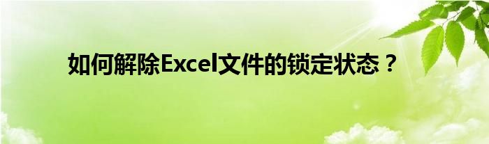 如何解除Excel文件的锁定状态？