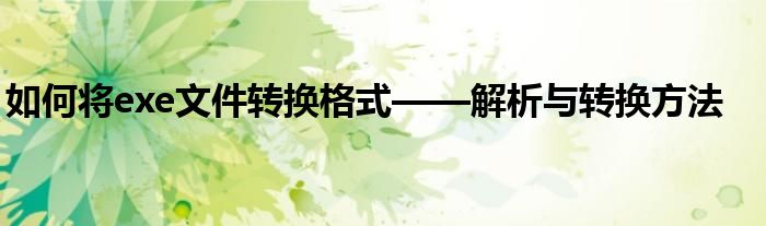 如何将exe文件转换格式——解析与转换方法