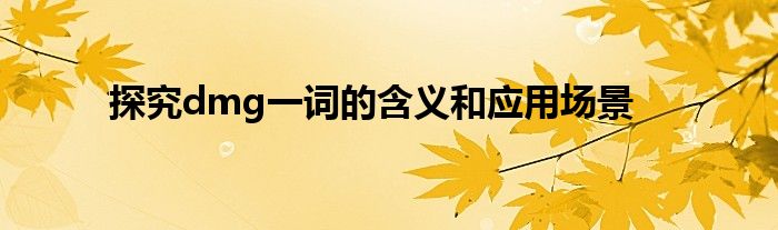 探究dmg一词的含义和应用场景