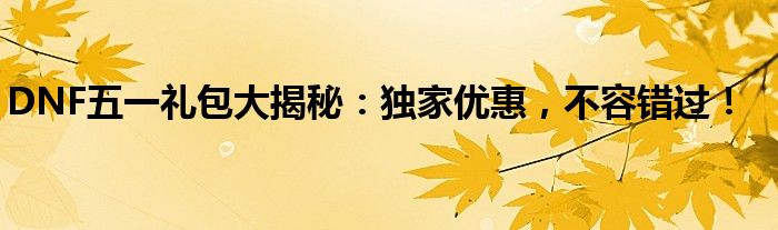 DNF五一礼包大揭秘：独家优惠，不容错过！