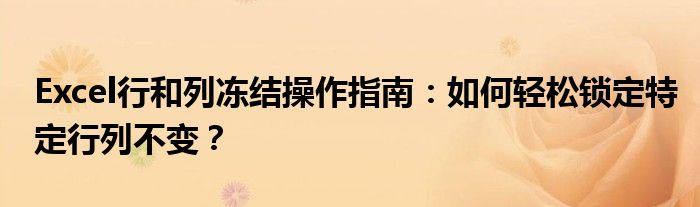 Excel行和列冻结操作指南：如何轻松锁定特定行列不变？