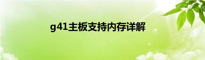 g41主板支持内存详解