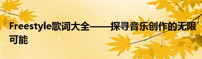 Freestyle歌词大全——探寻音乐创作的无限可能
