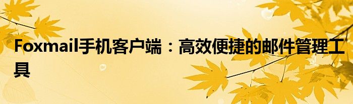 Foxmail手机客户端：高效便捷的邮件管理工具