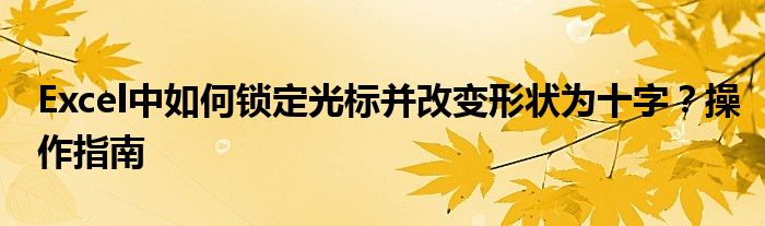 Excel中如何锁定光标并改变形状为十字？操作指南