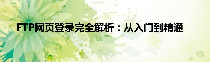 FTP网页登录完全解析：从入门到精通