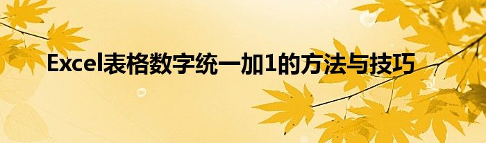 Excel表格数字统一加1的方法与技巧