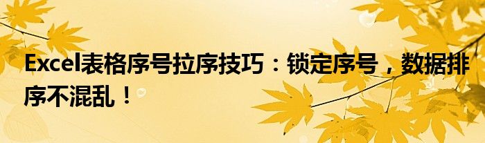 Excel表格序号拉序技巧：锁定序号，数据排序不混乱！