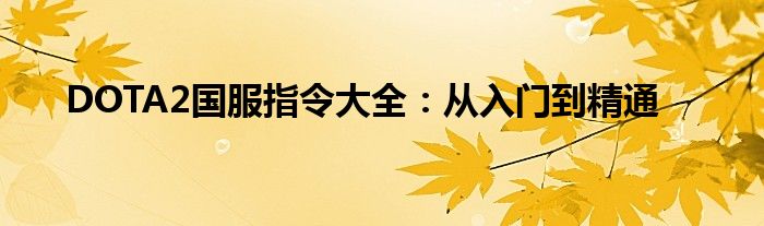 DOTA2国服指令大全：从入门到精通
