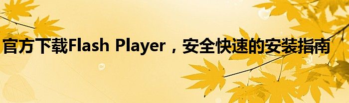 官方下载Flash Player，安全快速的安装指南