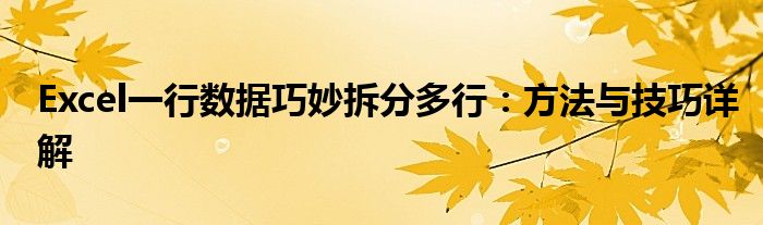 Excel一行数据巧妙拆分多行：方法与技巧详解