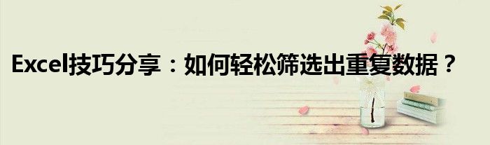 Excel技巧分享：如何轻松筛选出重复数据？