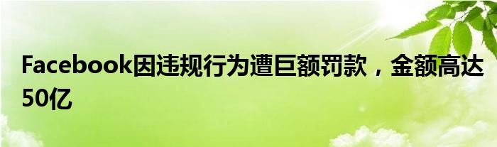 Facebook因违规行为遭巨额罚款，金额高达50亿