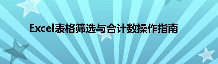 Excel表格筛选与合计数操作指南