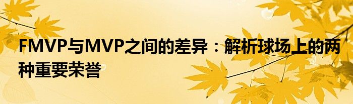 FMVP与MVP之间的差异：解析球场上的两种重要荣誉