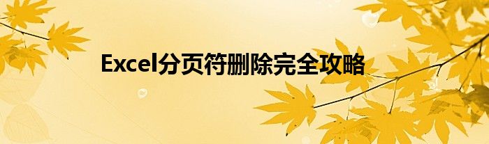 Excel分页符删除完全攻略