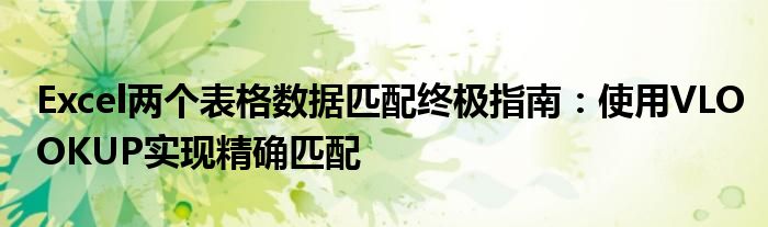 Excel两个表格数据匹配终极指南：使用VLOOKUP实现精确匹配