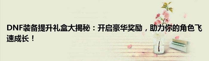 DNF装备提升礼盒大揭秘：开启豪华奖励，助力你的角色飞速成长！