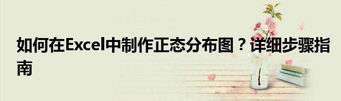 如何在Excel中制作正态分布图？详细步骤指南