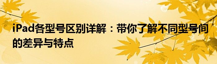iPad各型号区别详解：带你了解不同型号间的差异与特点