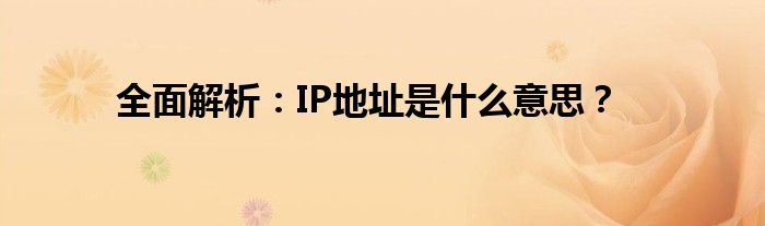 全面解析：IP地址是什么意思？