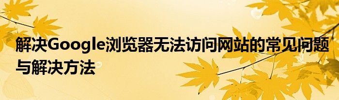 解决Google浏览器无法访问网站的常见问题与解决方法