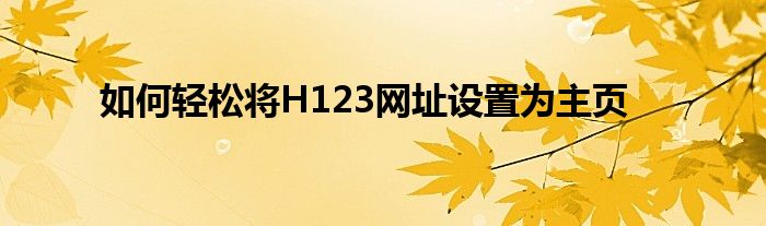 如何轻松将H123网址设置为主页