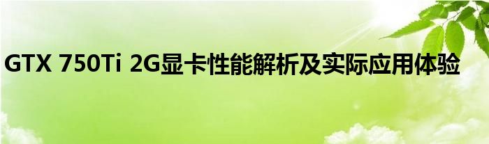 GTX 750Ti 2G显卡性能解析及实际应用体验
