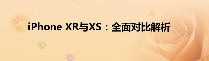 iPhone XR与XS：全面对比解析