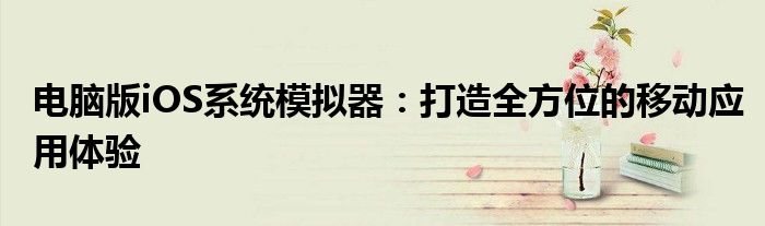 电脑版iOS系统模拟器：打造全方位的移动应用体验