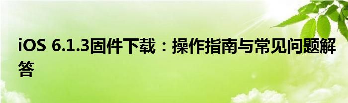 iOS 6.1.3固件下载：操作指南与常见问题解答