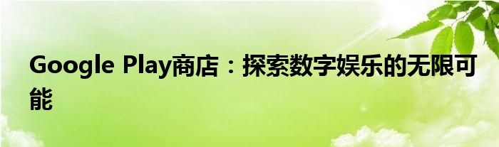 Google Play商店：探索数字娱乐的无限可能