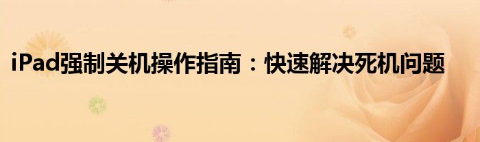 iPad强制关机操作指南：快速解决死机问题