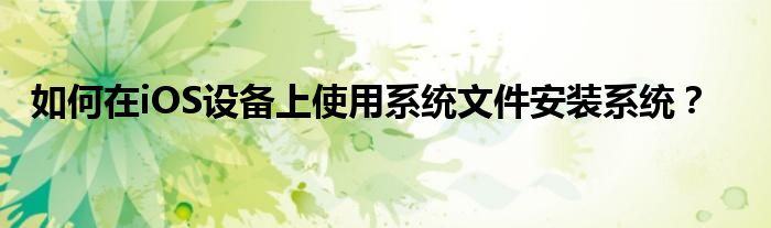 如何在iOS设备上使用系统文件安装系统？