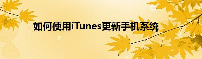 如何使用iTunes更新手机系统