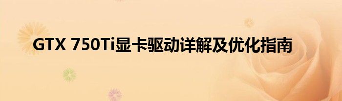 GTX 750Ti显卡驱动详解及优化指南